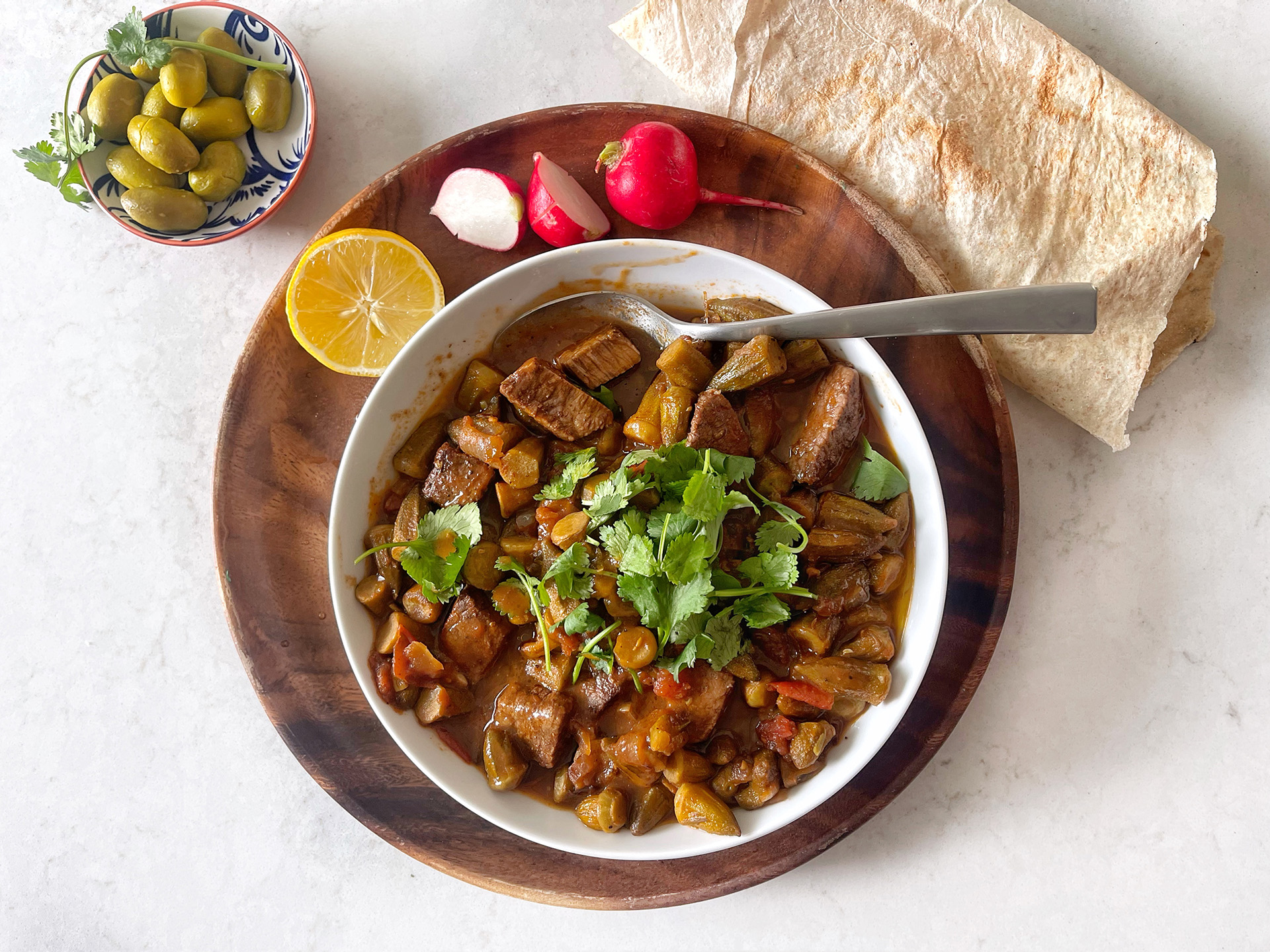 Okra and beef stew